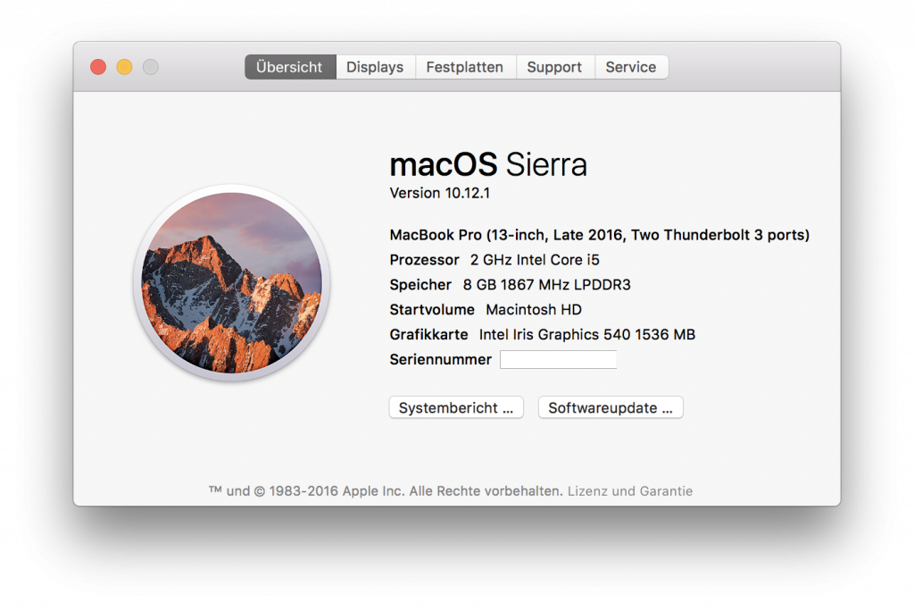 Abbildung 1: macOS Version - Über diesen Mac